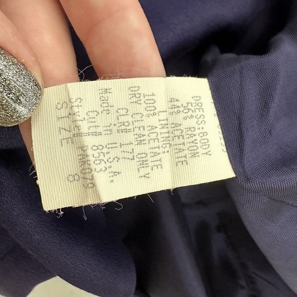 CDC Womens Vintage 90s Sheath Maxi Dress Gown Size 8 P Dark Purple Front Slit - Picture 6 of 10